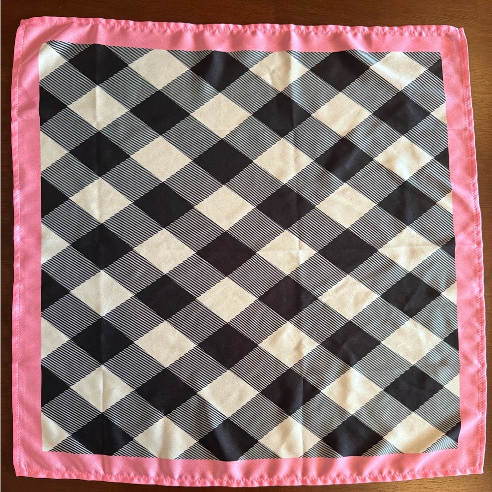 NWOT - ASOS Polyester Square Scarf Buffalo Plaid Pink Neckerchief Bandana 21”